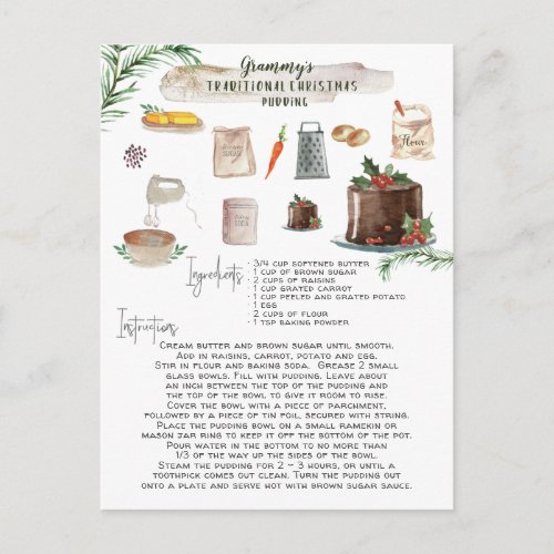 Traditional Christmas Pudding Recipe  Holiday Postcard