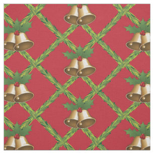 Traditional Christmas red and green jingle bells Fabric
