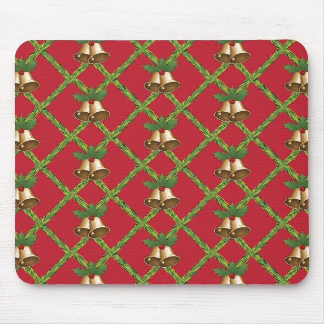 Traditional Christmas red and green jingle bells Mouse Pad (Front)