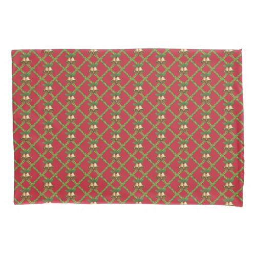 Traditional Christmas red and green jingle bells Pillowcase
