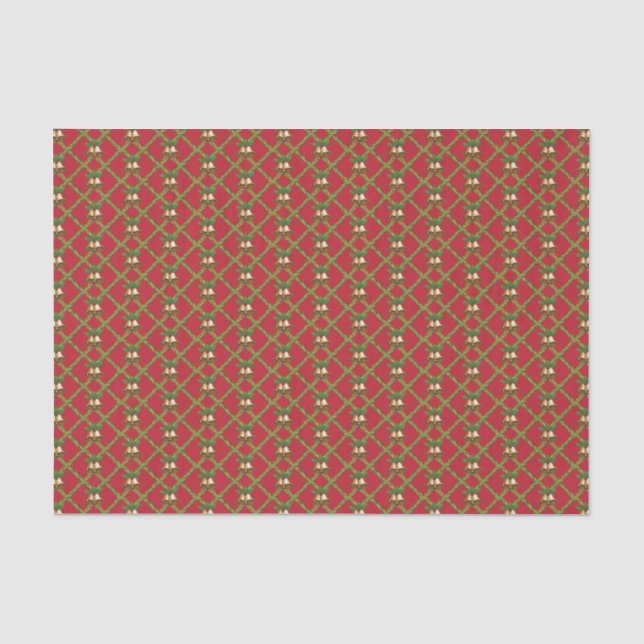 Traditional Christmas red and green jingle bells Tissue Paper (Front)