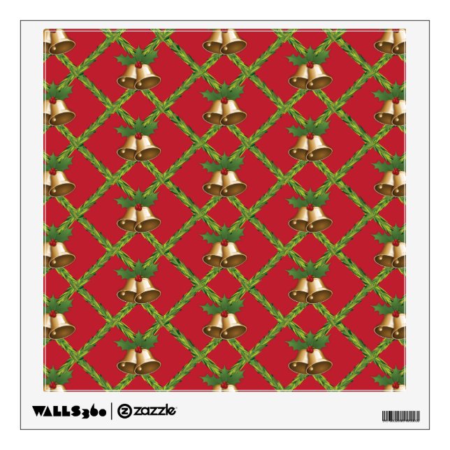 Traditional Christmas red and green jingle bells Wall Sticker (Front)