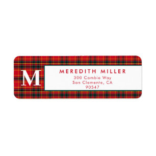 Traditional Christmas Red and Green Plaid Label