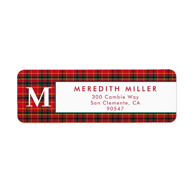 Traditional Christmas Red and Green Plaid Label (Front)