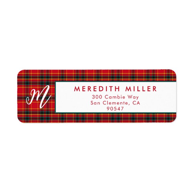 Traditional Christmas Red and Green Plaid Label (Front)