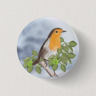 Traditional Christmas Robin and Ivy Button