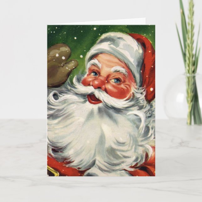 "Traditional Christmas Santa" Holiday Card (Front)