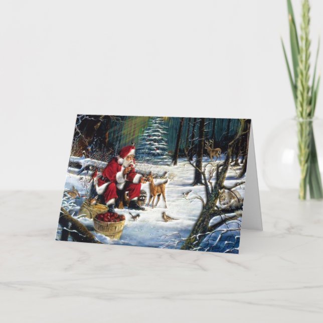 Traditional Christmas Santa in the Park Holiday Card (Front)