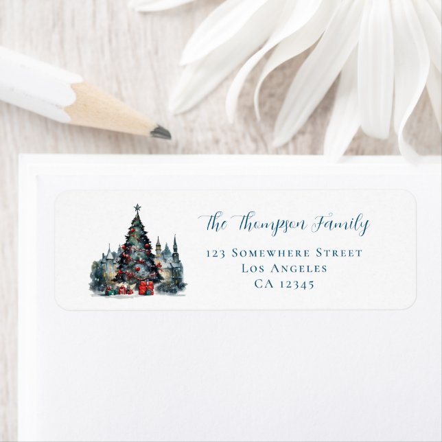 Traditional Christmas scene Return Name Address Label (Insitu)