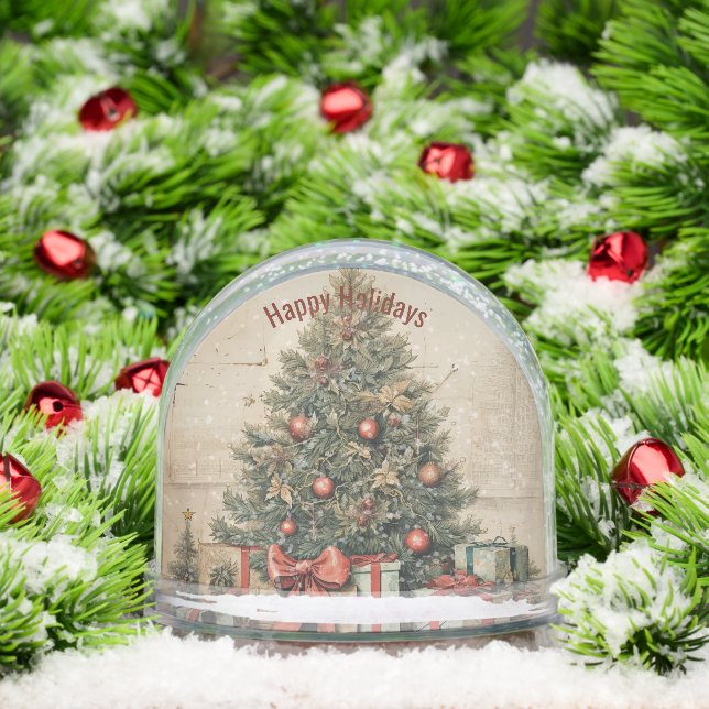 Traditional Christmas Tree and Presents Gift Wrapp Snow Globe (Christmas)