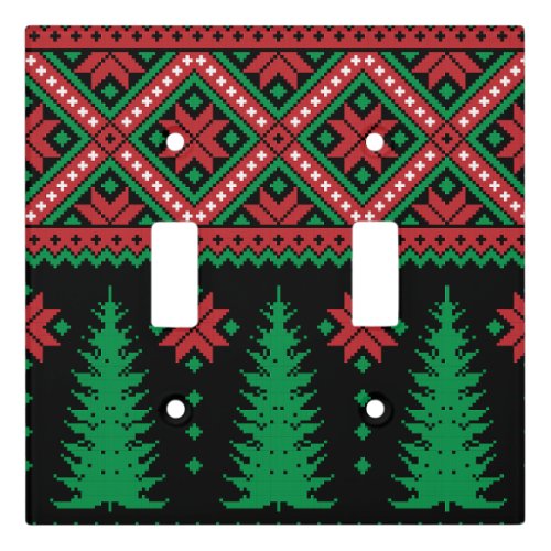 Traditional Christmas Tree And Snowflake Design  Light Switch Cover