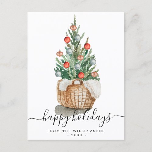 Traditional Christmas Tree Holiday Postcard