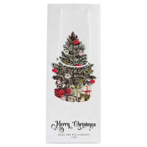 Traditional Christmas Tree Holiday  Wine Gift Bag