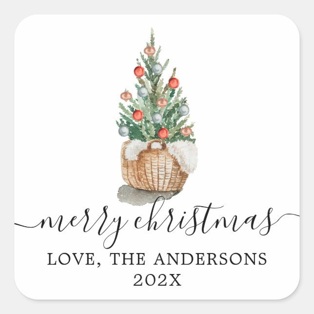 Traditional Christmas tree Merry Christmas sticker (Front)