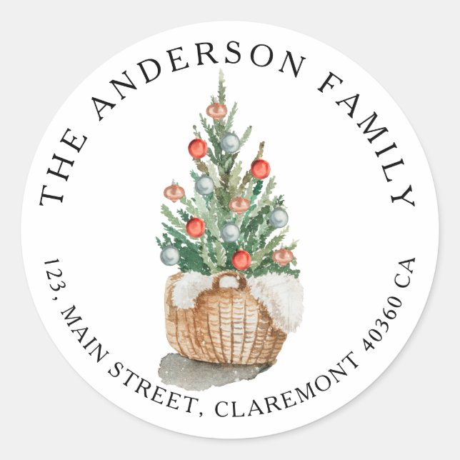 Traditional Christmas tree return address label (Front)