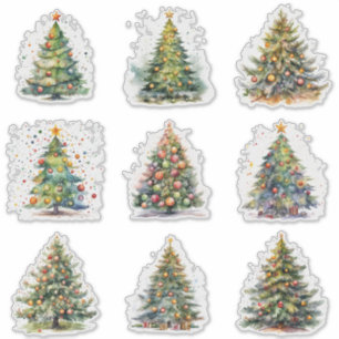 Traditional Christmas Tree Stickers Collection