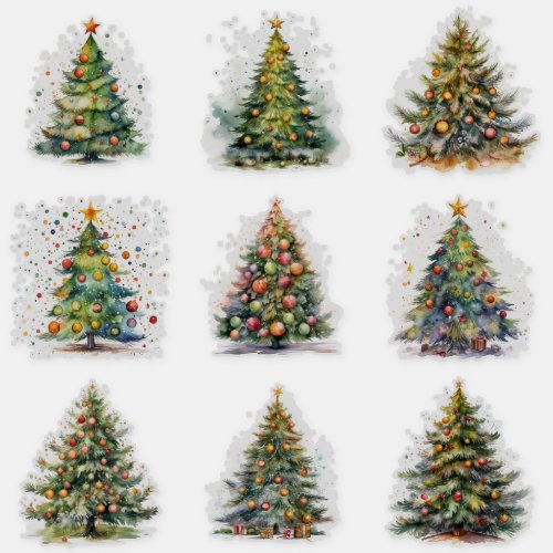 Traditional Christmas Tree Stickers Collection