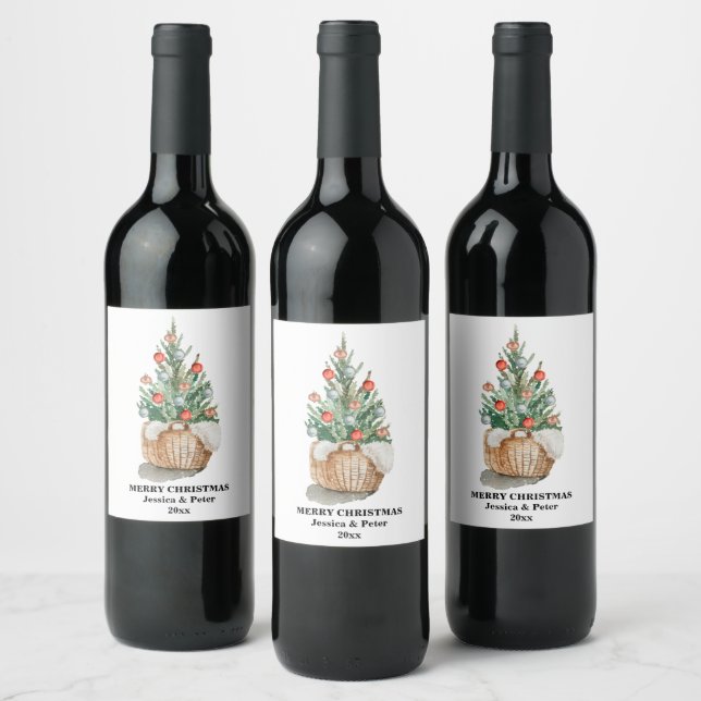 Traditional Christmas tree Wine label (Bottles)