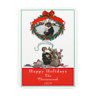 Traditional Christmas Vintage Santa Photo Holiday Magnet