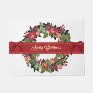 Traditional Christmas Wreath Doormat