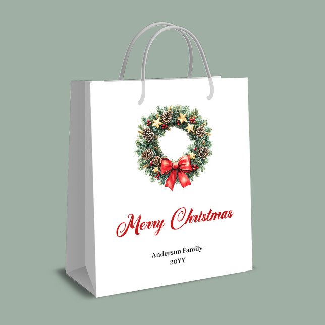 Traditional Christmas wreath gift bag personalized (Traditional Christmas wreath gift bag personalized)