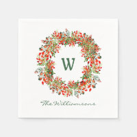 Traditional Christmas Wreath Monogram Name Holiday