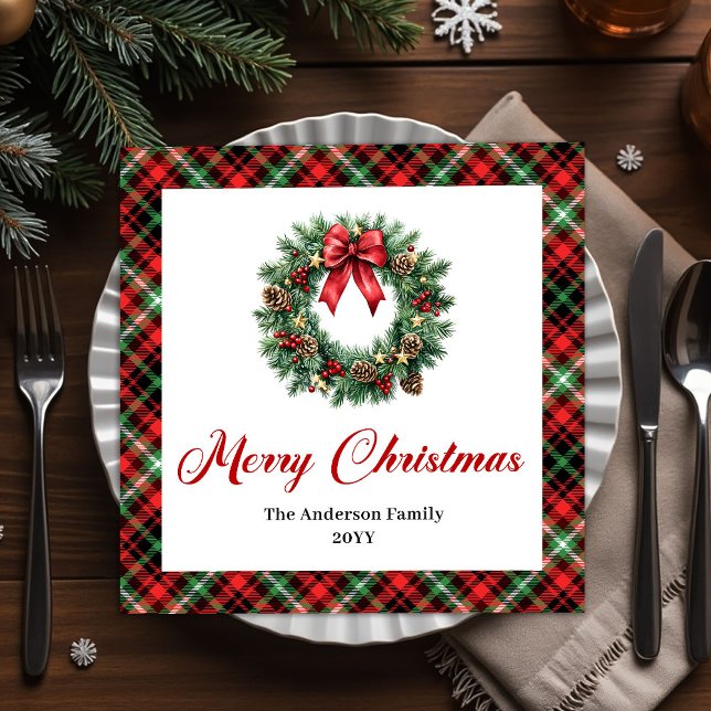 Traditional Christmas Wreath Napkins Personalized (Traditional Christmas Wreath Napkins Personalized)