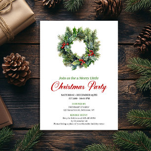 Traditional Christmas Wreath Party Invitation