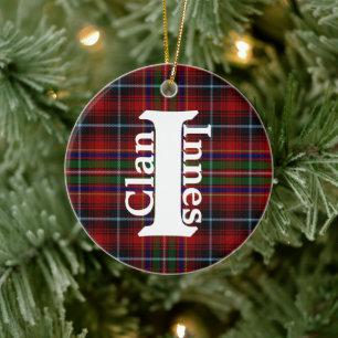 Traditional Clan Innes Tartan Plaid Ceramic Ornament