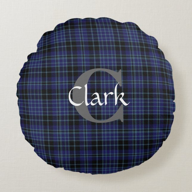 Traditional Clark Tartan Monogrammed Pillow (Front)
