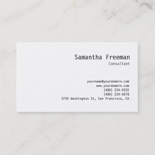 Traditional Class Clear Black White Business Card