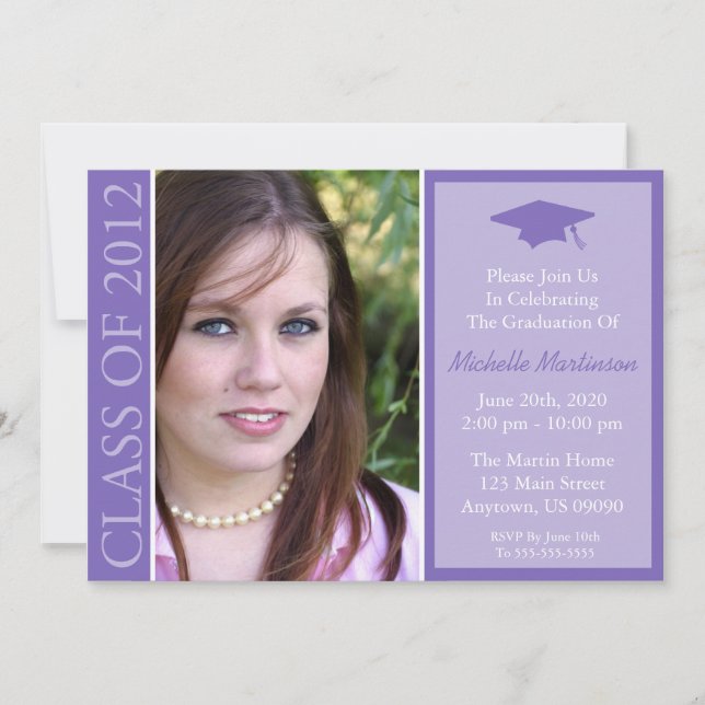 Traditional Class Of 2012 Graduation (Purple) Invitation (Front)