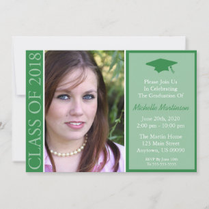 Traditional Class Of 2018 Graduation (Green) Invitation