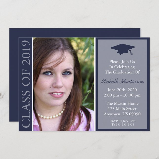 Traditional Class Of 2019 Graduation (Midnight) Invitation (Front/Back)