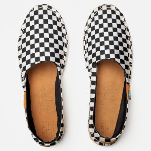 Traditional Classic Black and White Checkerboard Espadrilles
