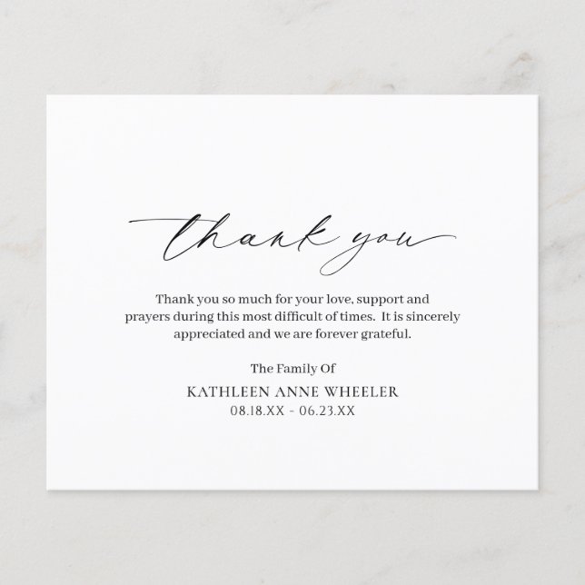 Traditional Classic Budget Funeral Thank You Card Flyer (Front)