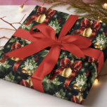 Traditional Classic Christmas Red Bow & Gold Bell  Wrapping Paper<br><div class="desc">Wrap your gifts in the melody of a classic Christmas. Customize to suit any gift offering. This design harmonizes holly leaves, red ribbons, and golden bells, creating a symphony of festive elegance." Please use the ☛​̳"​̳𝙀​̳𝘿​̳𝙄​̳𝙏​̳ ​̳𝘿​̳𝙀​̳𝙎​̳𝙄​̳𝙂​̳𝙉​̳"​̳ ​̳𝙗​̳𝙪​̳𝙩​̳𝙩​̳𝙤​̳𝙣 , if you need more personalization. Compose your celebrations with us. Visit our store...</div>