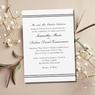 Traditional Classic Formal Elegant Wedding  Invitation