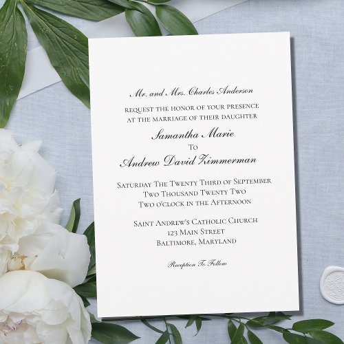 Traditional Classic Formal Elegant Wedding  Invitation
