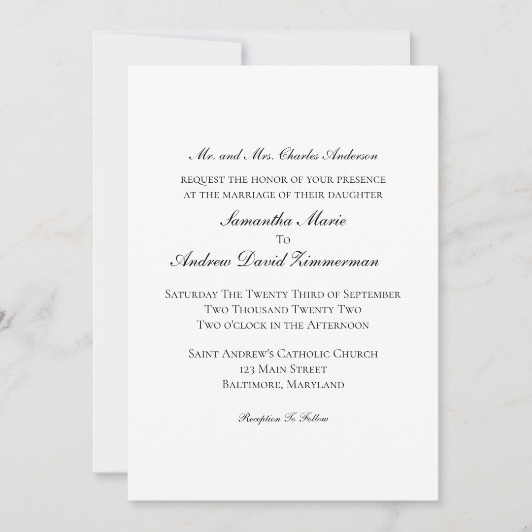 Traditional Classic Formal Elegant Wedding Invitation | Zazzle