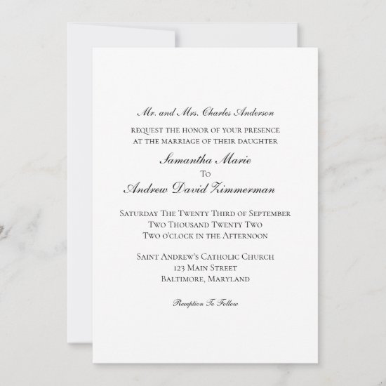 Traditional Classic Formal Elegant Wedding  Invitation