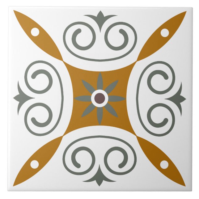 Traditional classic italian mediterranean brown ceramic tile (Front)