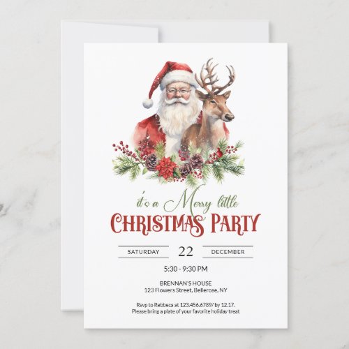 Traditional classic Santa Claus with reindeer Invitation