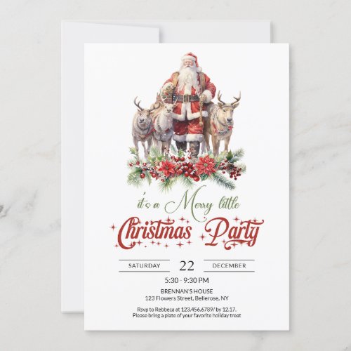 Traditional classic Santa Claus with reindeer  Invitation