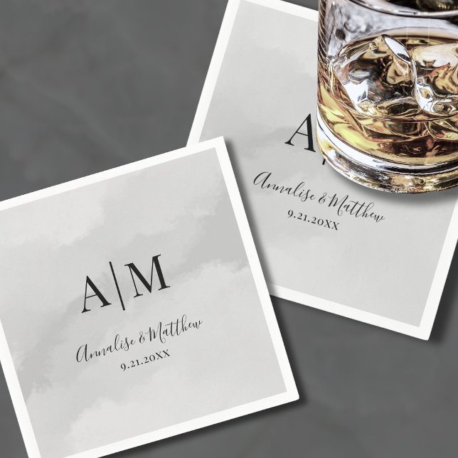 Traditional Classic Simple Monogram Wedding Napkins (Traditional Classic Simple Monogram Wedding Napkins)