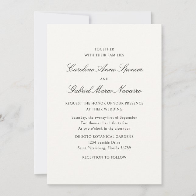 Traditional Classic Simplistic Wedding Invitation (Front)