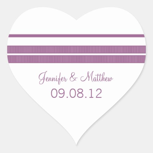 Traditional Classic Stripes Heart Wedding Stickers