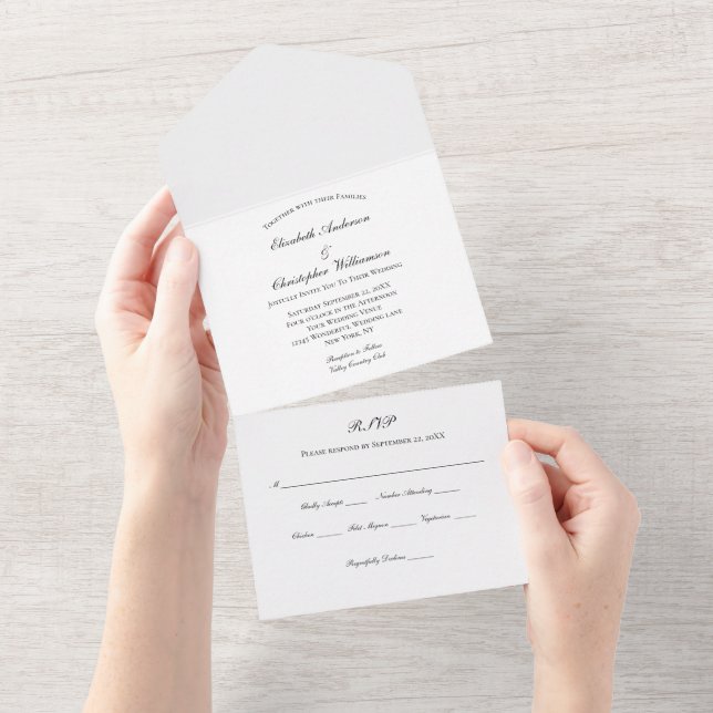 Traditional Classic Wedding All In One Invitation (Tearaway)