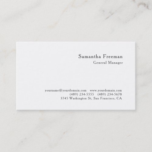Traditional Classical Plain Black White Minimalist Business Card