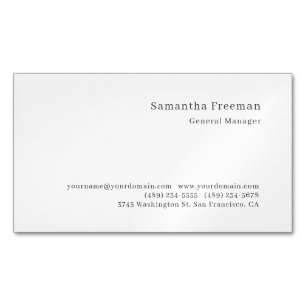 Traditional Classical Plain Black White Minimalist Business Card Magnet